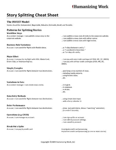 Story Splitting Cheat Sheet Examples | QAgile - Jakość w Agile